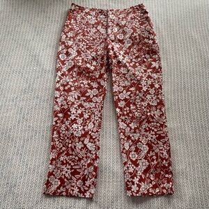 2000s Patagonia Boho Granola Gorpcore Whimsy Burnt Orange & White Floral Pants